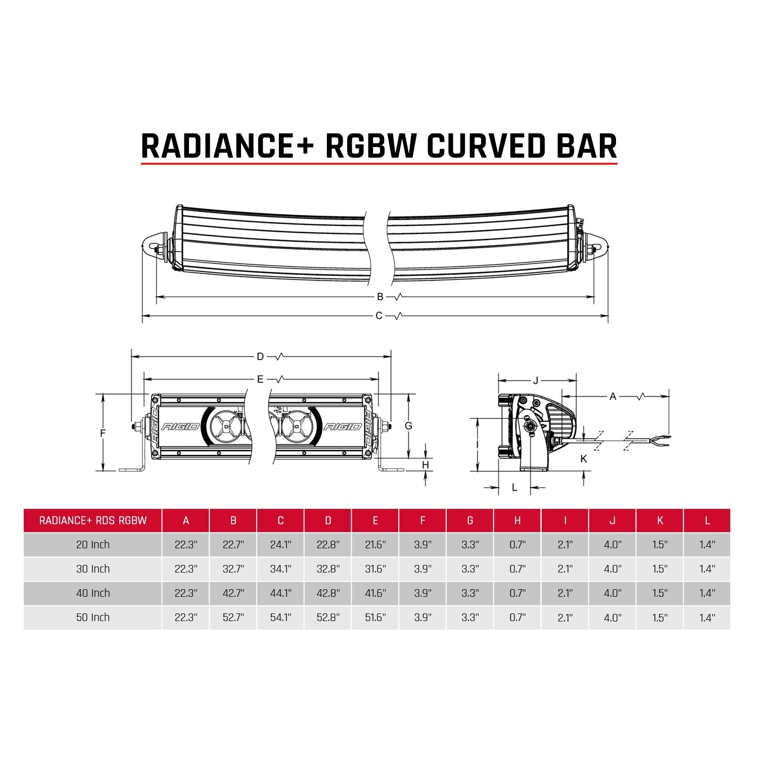 Radiance Plus Curved 20 Inch RGBW Light Bar RIGID Industries