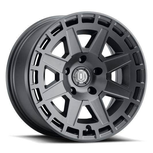 Compass 17 X 8.5 / 5X5 / -6MM / 4.5 Inch Back Space Satin Black, ICON Alloys
