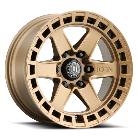 Raider 17 X 8.5 / 6 X 5.5 / 0 MM / 4.75 Inch Back Space Satin Brass, ICON Alloys