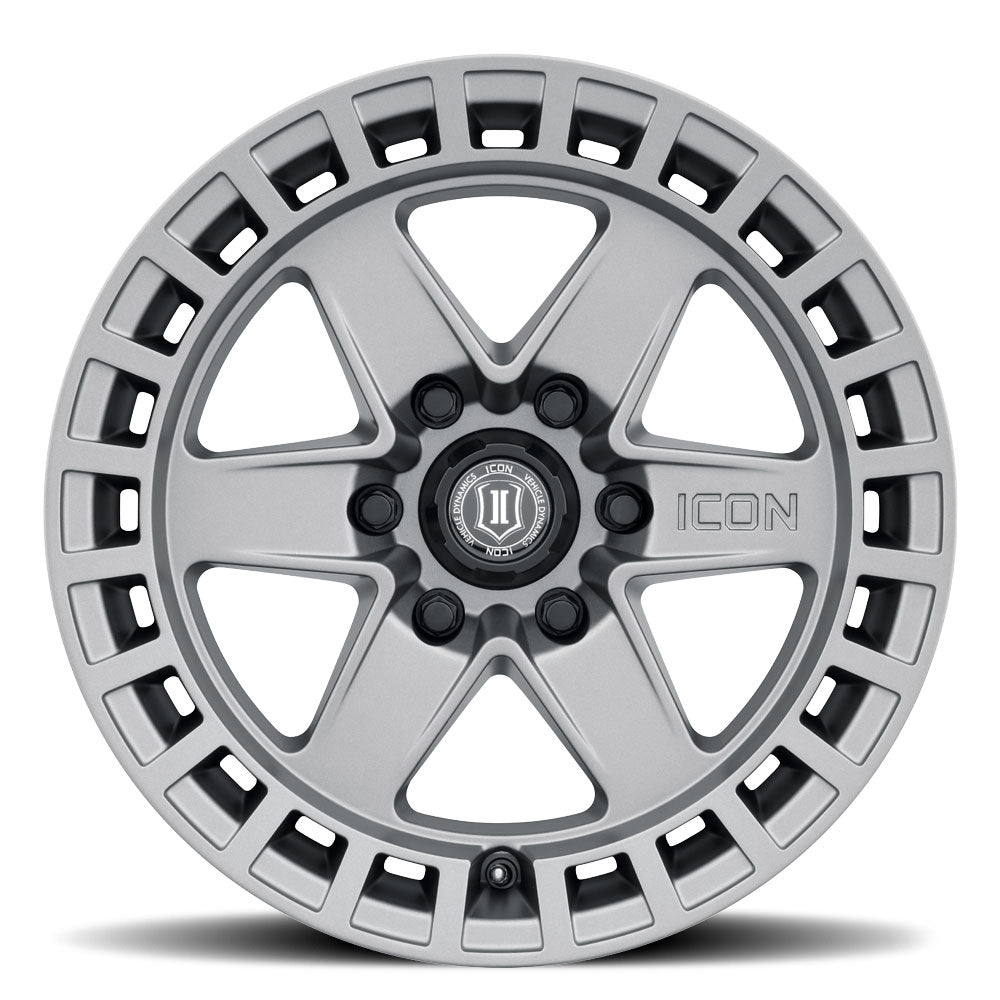 Raider 17 X 8.5 / 6 X 5.5 / 0 MM / 4.75 Inch Back Space Titanium, ICON Alloys