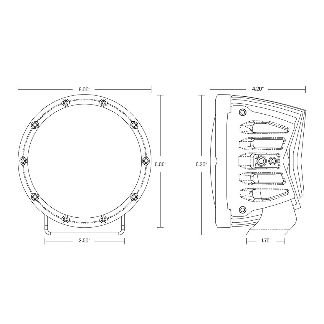 360-Series 6 Inch Spot with Amber PRO Lens Pair Rigid Industries