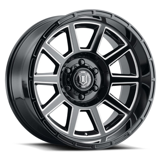 Recoil 20 X 10 / 5 X 150 -24MM Offset 4.5 Inch Back Space Gloss Black W/ Milled Windows, ICON Alloys