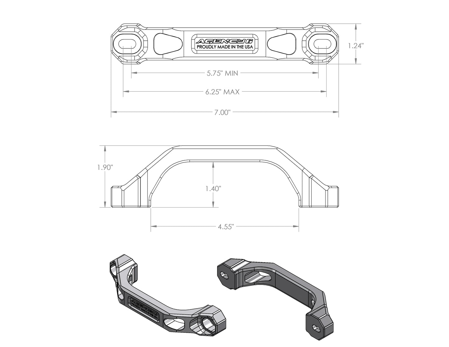 Agency 6 Billet Grab Handles 6" - Pair
