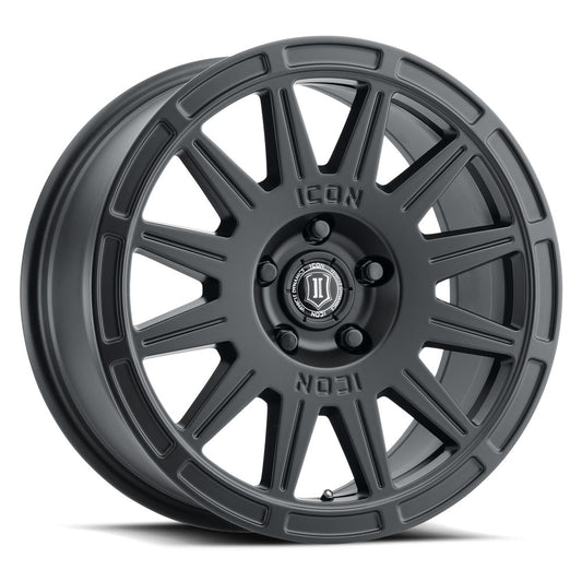 Ricochet 17 X 8 / 5 X 100 / 38 MM / 6 Inch Back Space Satin Black, ICON Alloys