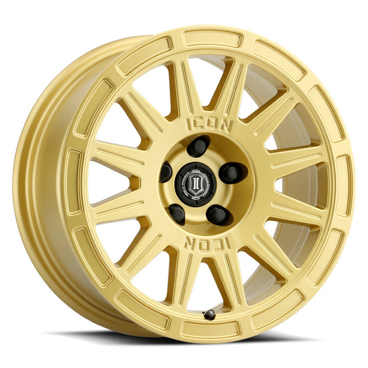 Ricochet 17 X 8 / 5 X 4.5 / 38 MM / 6 Inch Back Space Gloss Gold, ICON Alloys