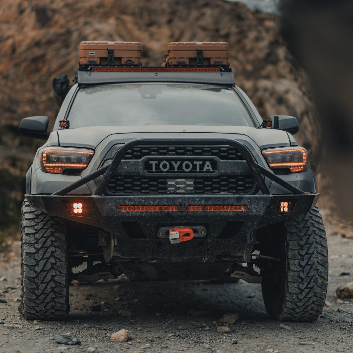 Tacoma Overland Front Bumper / 3rd Gen / 2016-2023 | Full-Height Bull Bar w/ Headlight Hoops | Raw - Unfinished