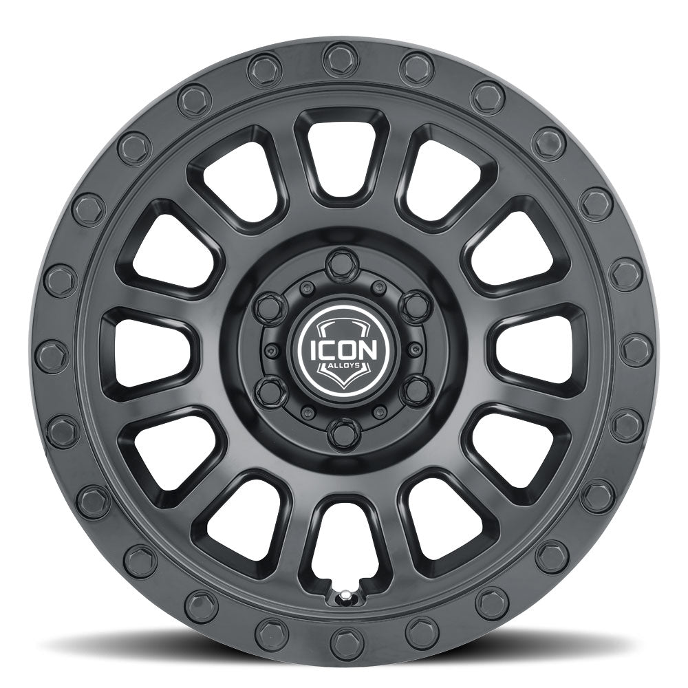 Hulse 17 X 8.5 5 X 4.5 0MM Offset 4.75 Inch Back Space Double Black, ICON Alloys