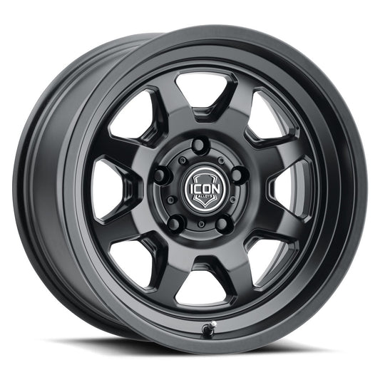 Nuevo 17 X 8.5 / 5 X 150 25MM Offset 5.75 Inch Back Space Satin Black, ICON Alloys