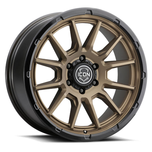 Cajon 20 X 9 / 5 X 150 16MM Offset 5.625 Inch Back Space Satin Bronze W/ Gloss Black Lip, ICON Alloys