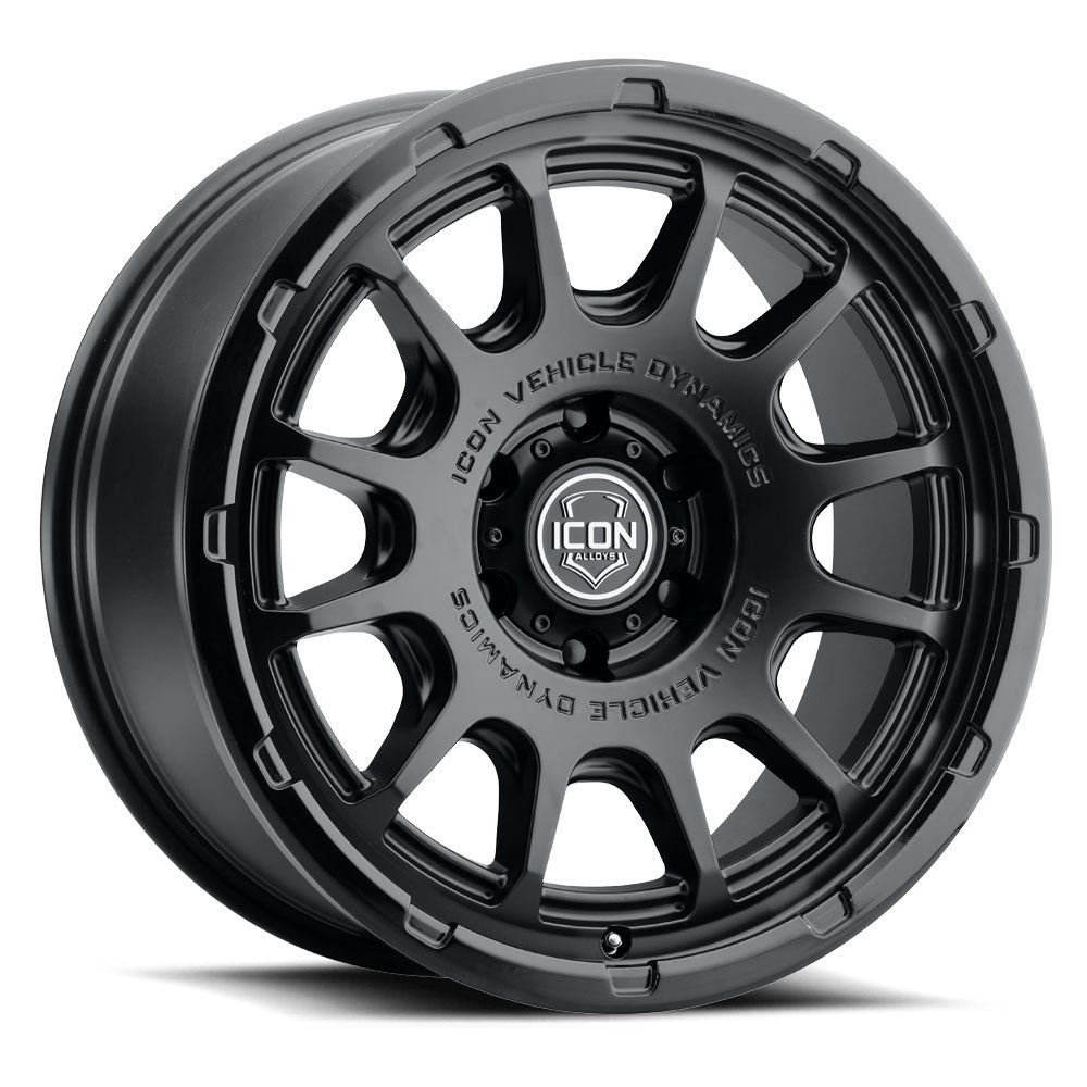 Rancho 20 X 9 / 5 X 150 16MM Offset 5.625 Inch Back Space Double Black, ICON Alloys