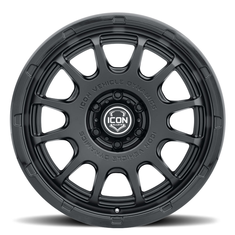 Rancho 20 X 9 / 5 X 5 -12MM Offset 4.5 Inch Back Space Double Black, ICON Alloys