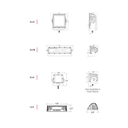 1x2 65 Degree DC Power Scene Light White Housing RIGID Industries