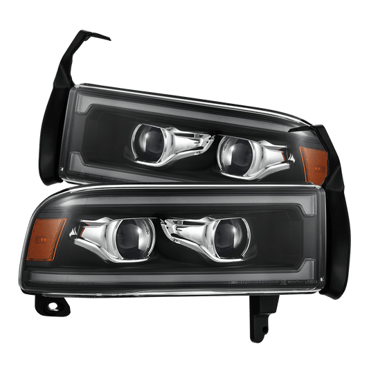 94-01 Dodge Ram 1500/94-02 Ram 2500/3500 LUXX-Series LED Headlights Black | AlphaRex