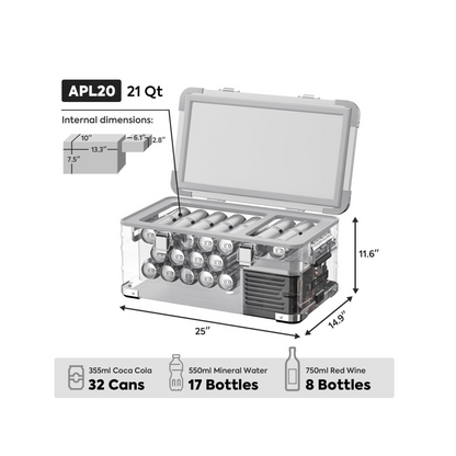 APL20 Light Duty Aluminum Silver Freezer Single Zone | ICECO | 20 LT