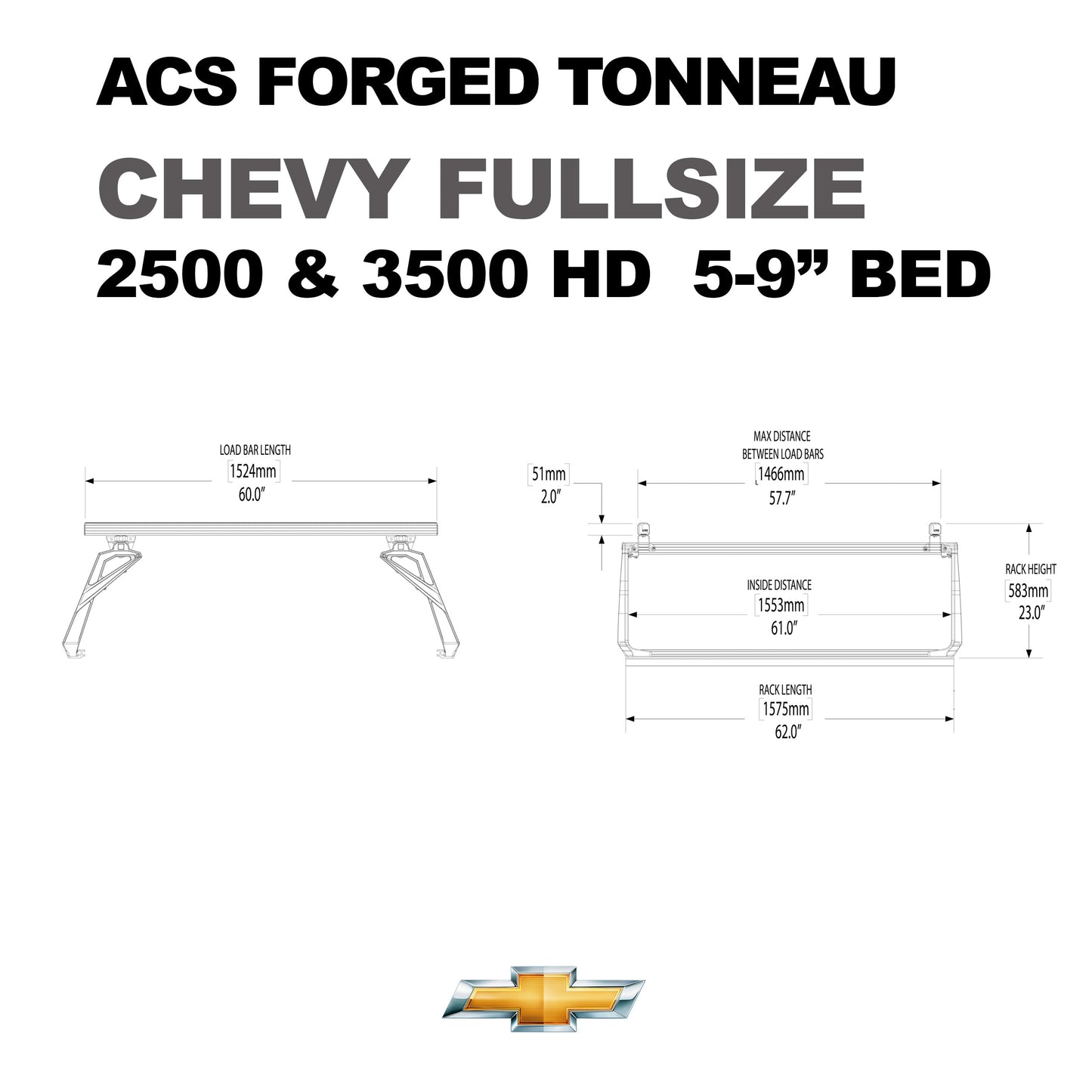 ACS FORGED TONNEAU - RAILS ONLY - Chevrolet