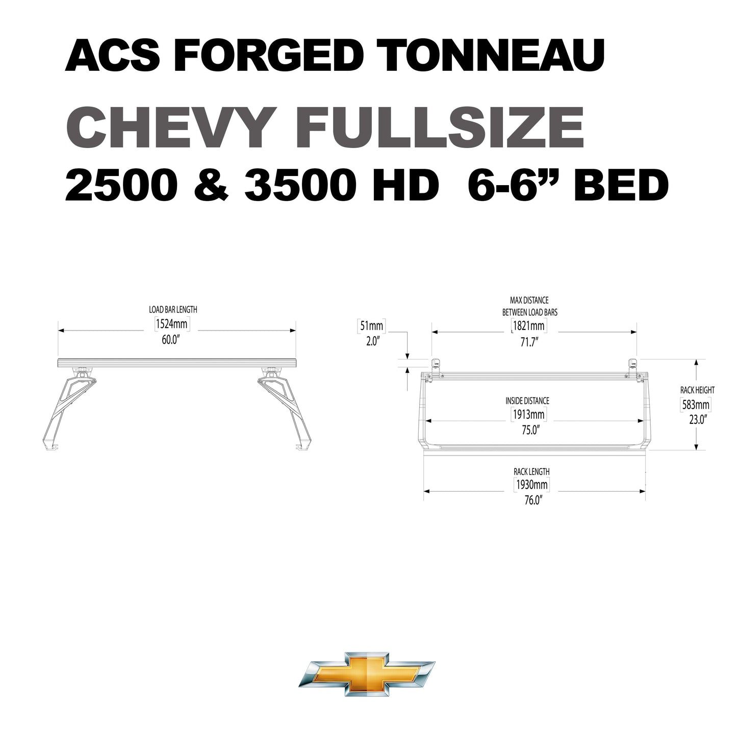 ACS FORGED TONNEAU - RAILS ONLY - Chevrolet