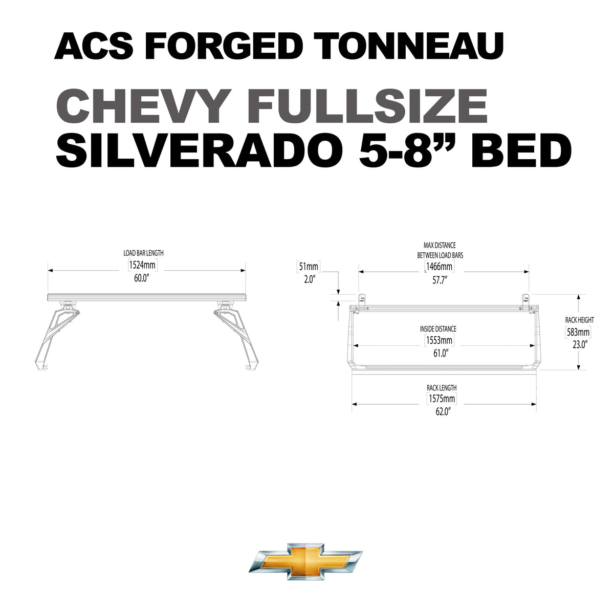 ACS FORGED TONNEAU - RAILS ONLY - Chevrolet