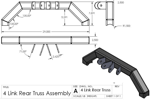 4 Link Axle Truss D35D44D60F8.8 Ford 9 inch and Sterling 10.25 Clayton Off Road