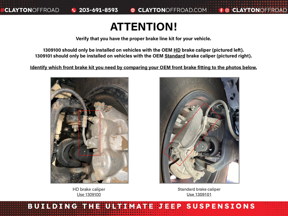 Jeep HD Front Brake Lines 36", 2018+, JL/JT Clayton Off Road