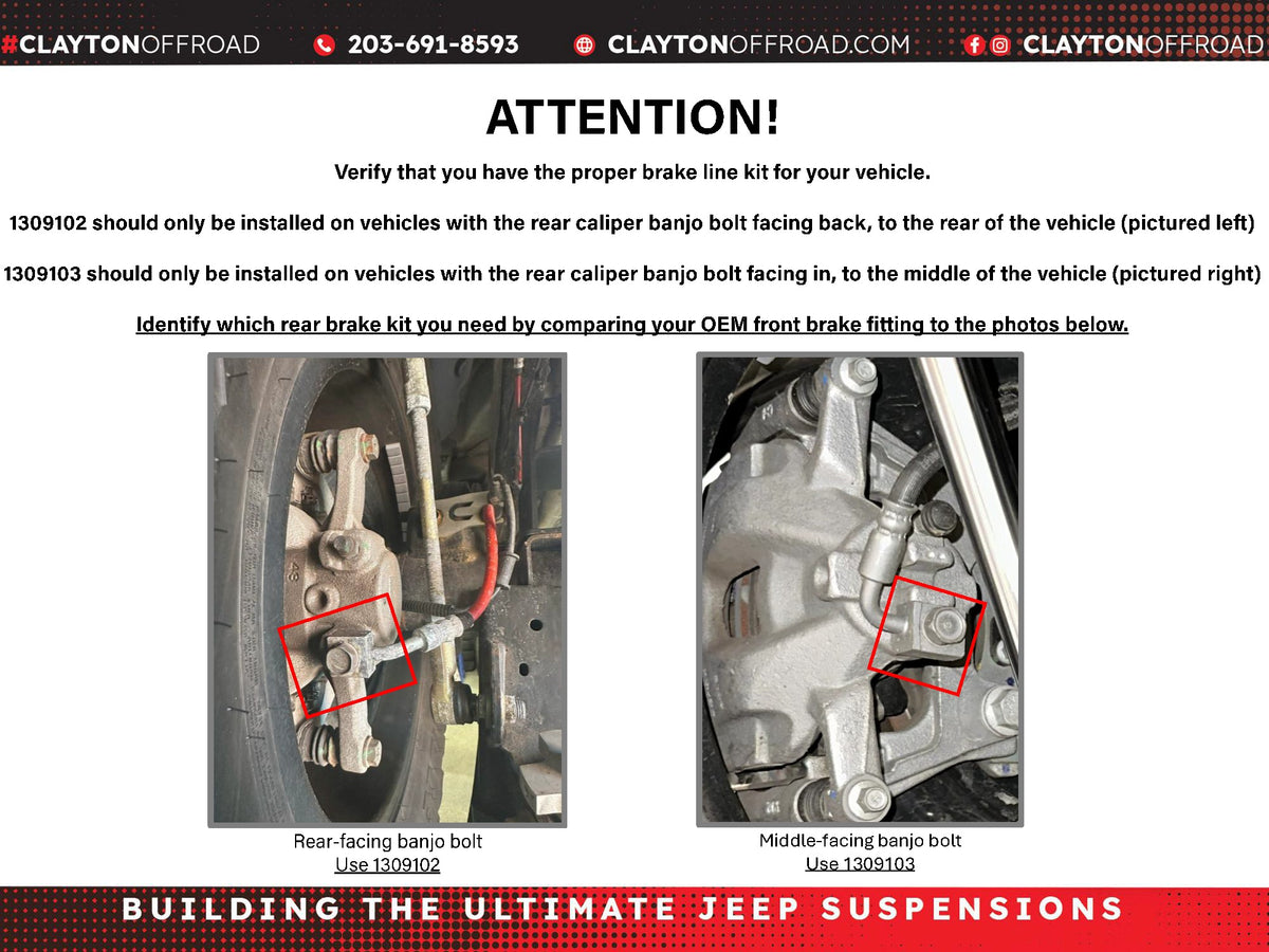 Jeep Wrangler Rear Brake Lines (2018+, JL) Clayton Off Road