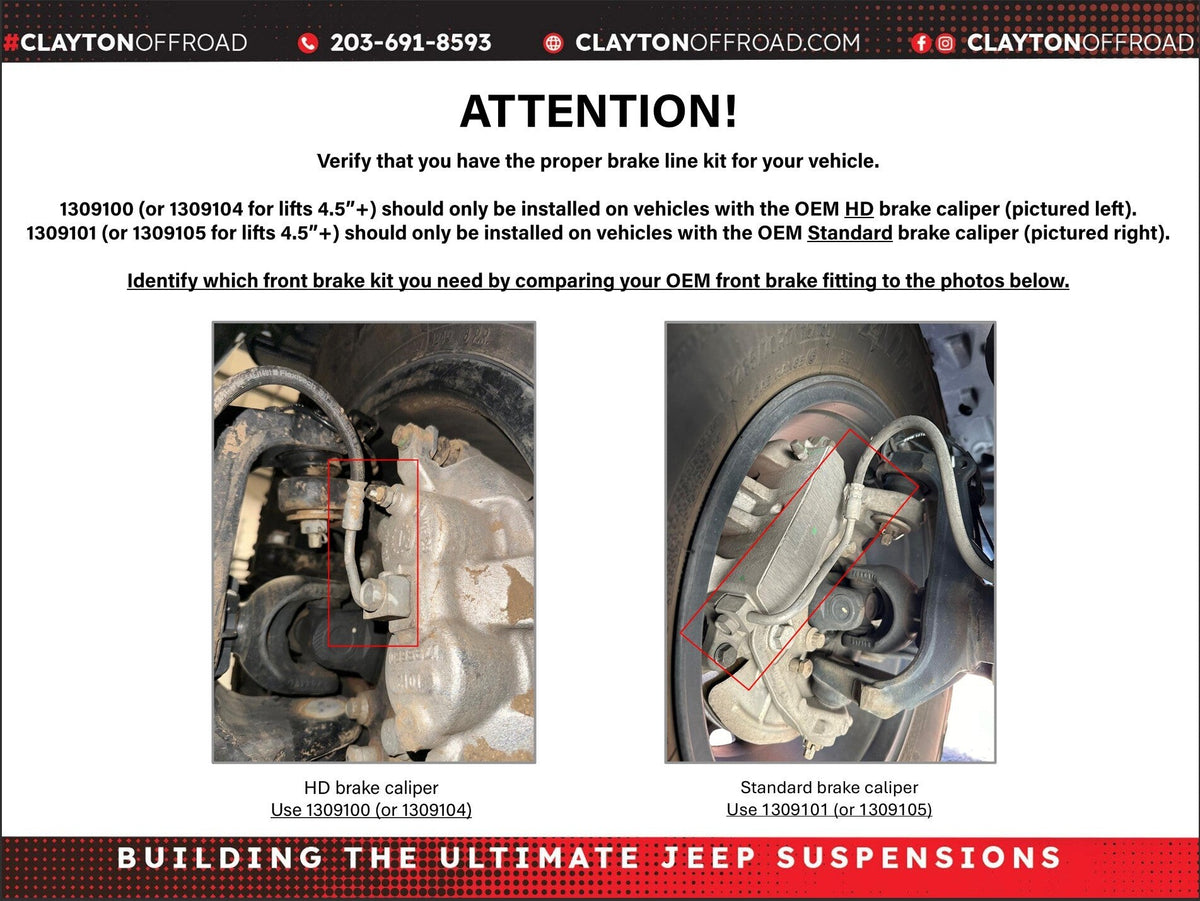 Jeep Front Brake Lines 40 Inch (18-Present, JL)