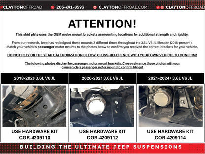 Jeep 3.6L Engine Skid Plate Hardware (20-Present, JL/JT)