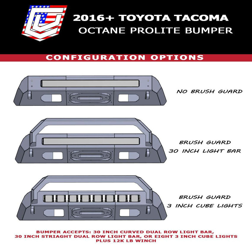 2012-2015 Toyota Tacoma Octane Prolite Front Winch Bumper Chassis Unlimited