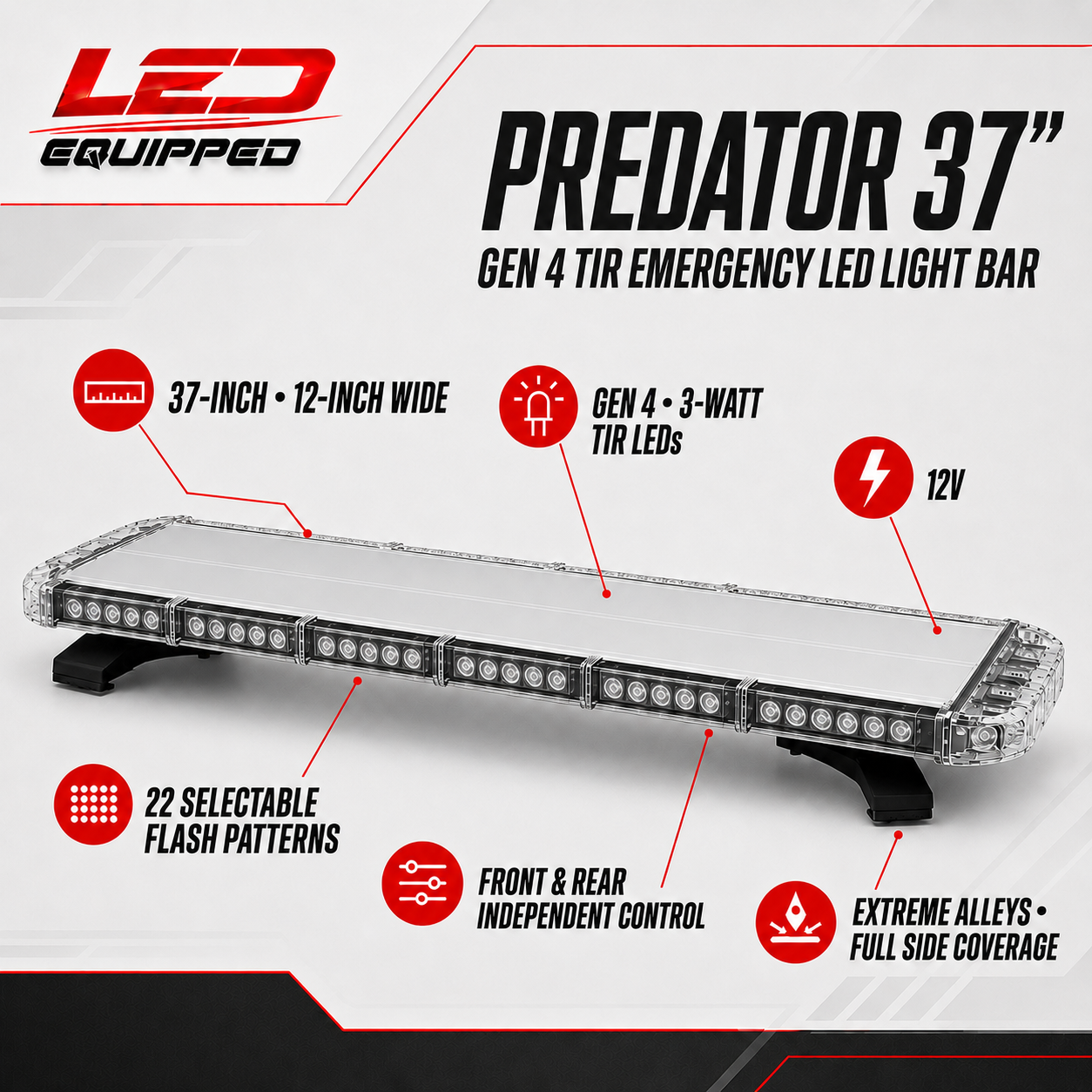 Predator Emergency LED Light Bar 37 in