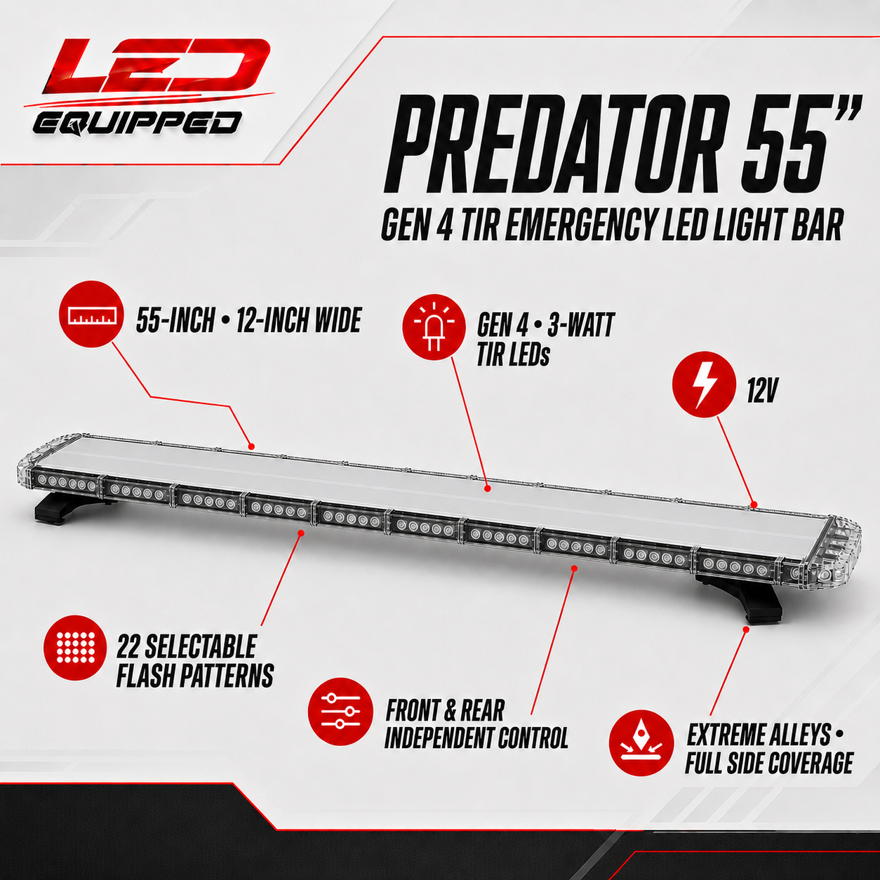 Predator Emergency LED Light Bar 55 in