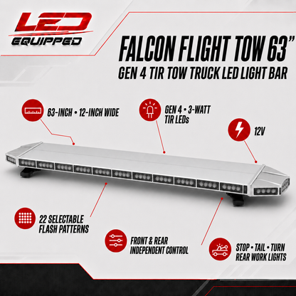 Falcon Flight Emergency LED Tow Truck Light Bar 63 in - Stop & Turn