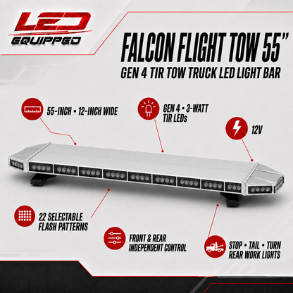 Falcon Flight Emergency LED Tow Truck  Light Bar 55 in - Stop & Turn