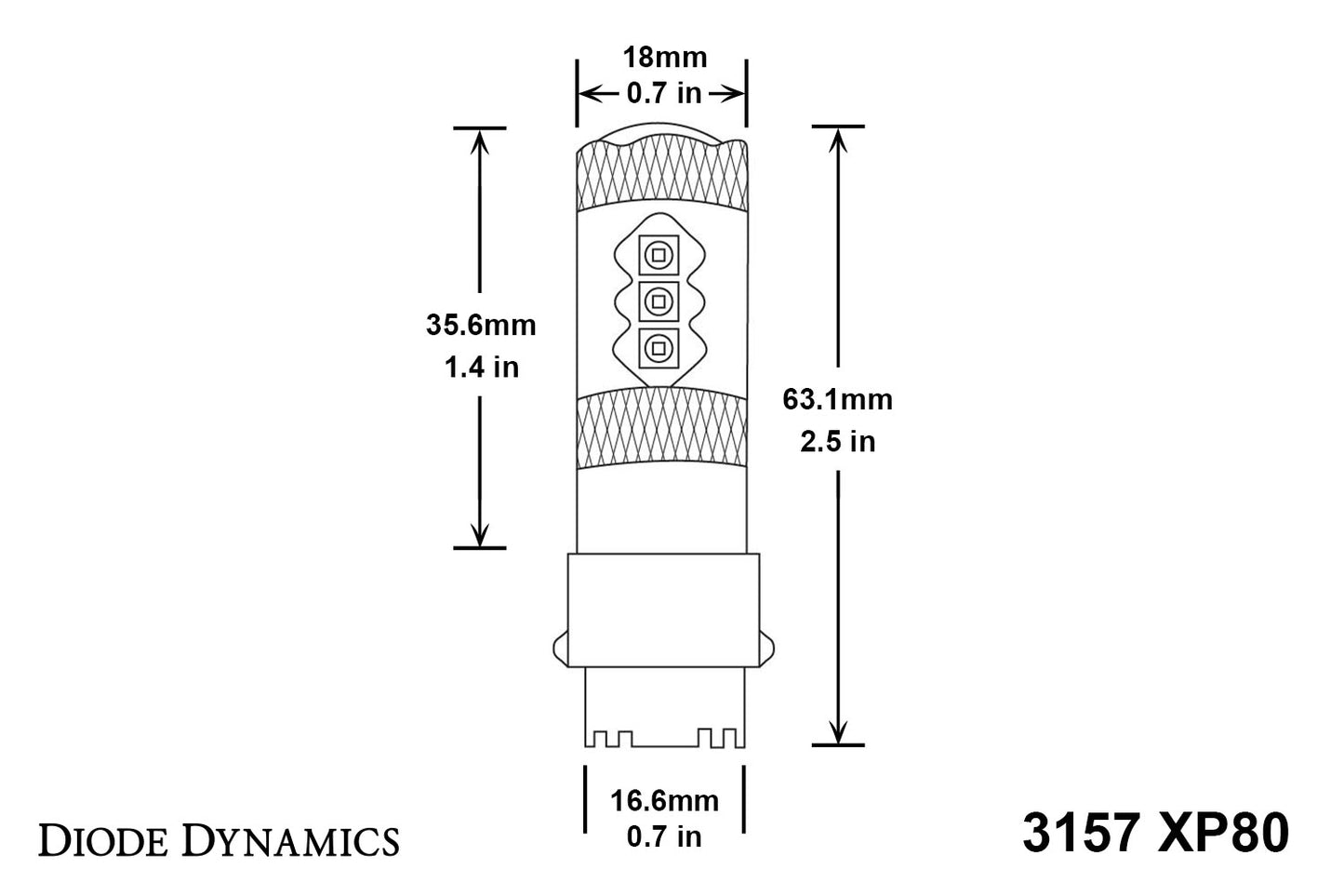 3157 LED Bulb XP80 LED Amber Pair Diode Dynamics