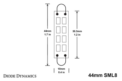 44mm SML8 LED Bulb Blue Pair Diode Dynamics