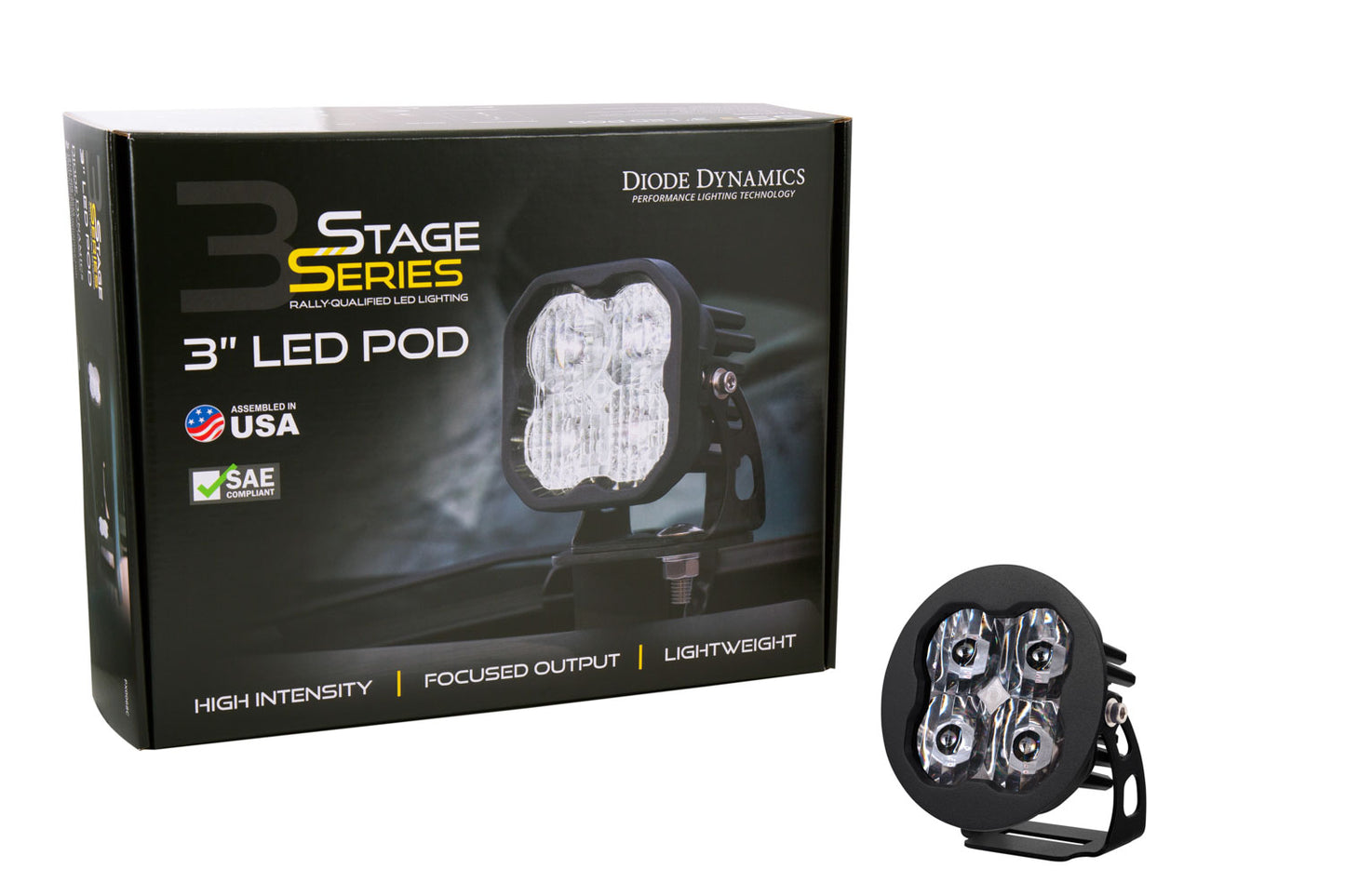 SS3 LED Pod Sport White SAE Fog  Round Single Diode Dynamics