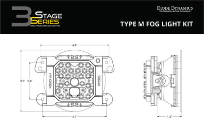 SS3 LED Fog Light Kit for 2006-2009 Chrysler PT Cruiser Yellow SAE Fog Sport Diode Dynamics
