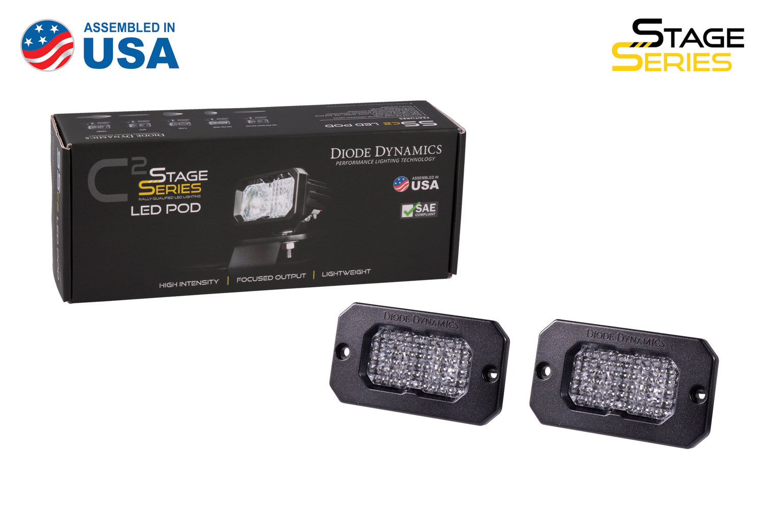 Stage Series 2 Inch LED Pod, Sport White Fog Flush ABL Pair