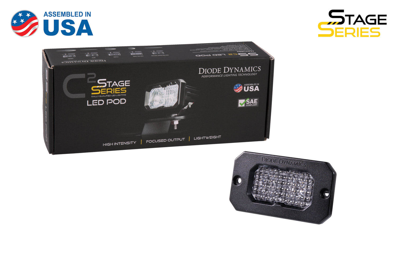 Stage Series 2 Inch LED Pod, Pro White Flood Flush BBL Each