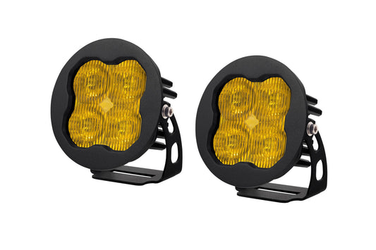 SS3 LED Pod Max Yellow SAE Fog Round Pair Diode Dynamics