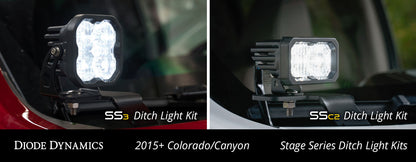 SS3 LED Ditch Light Kit for 2015-2021 Colorado/Canyon, Sport Yellow Combo Diode Dynamics