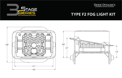 SS3 LED Pod Max Type F2 Kit Yellow SAE Fog Diode Dynamics