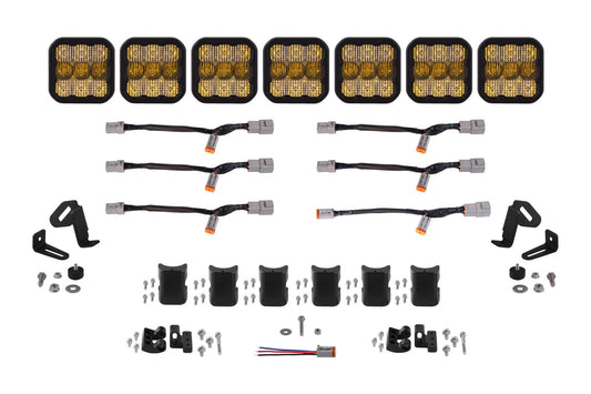 SS5 Pro Universal CrossLink 7-Pod Lightbar Yellow Combo Diode Dynamics