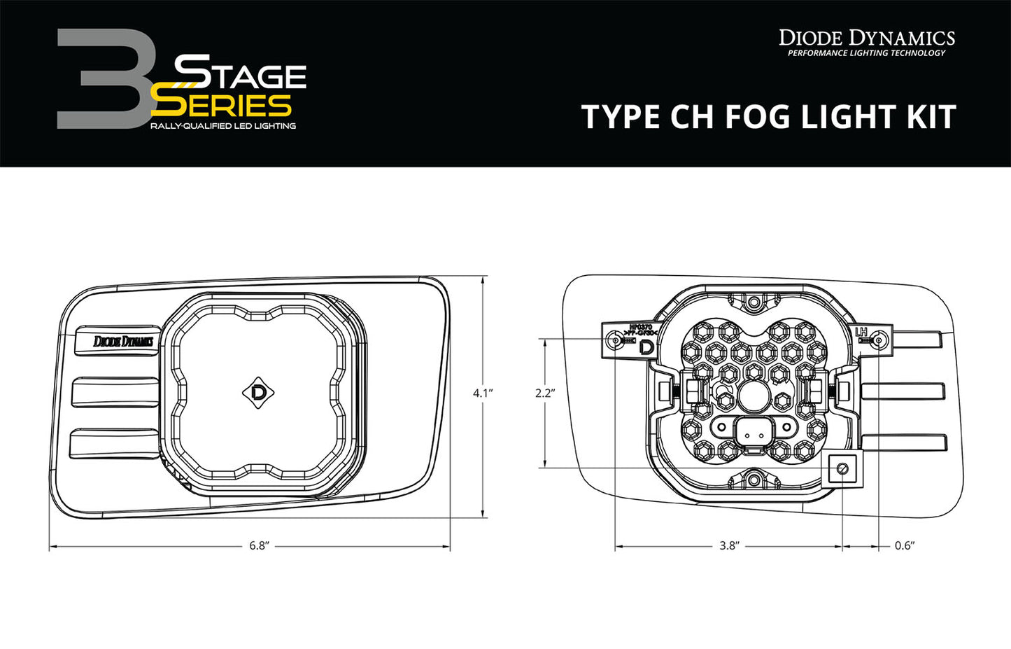 SS3 Type CH LED Fog Light Kit Sport ABL White SAE Fog Diode Dynamics