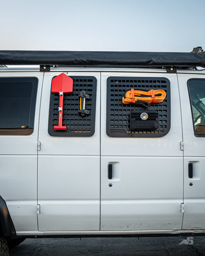 Ford E350 Passenger Side Window Molle GRIDS (Left Barn Door)
