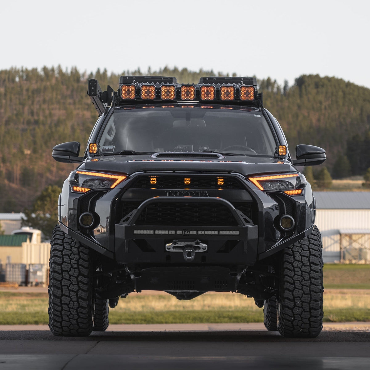 4Runner Lo-Pro Winch Bumper / 5th Gen / 2014-2024 | 30" Light Cutout | Mid-Height Bull Bar (WILL BLOCK TSS SENSOR) | Raw - Unfinished