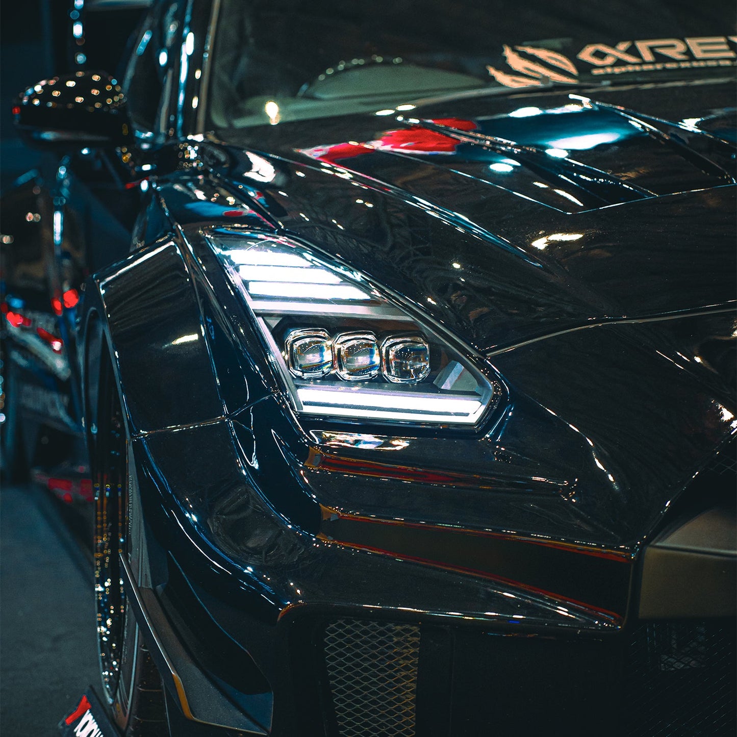 09-25 Nissan GT-R NOVA-Series LED Projector Headlights Alpha-Black | AlphaRex