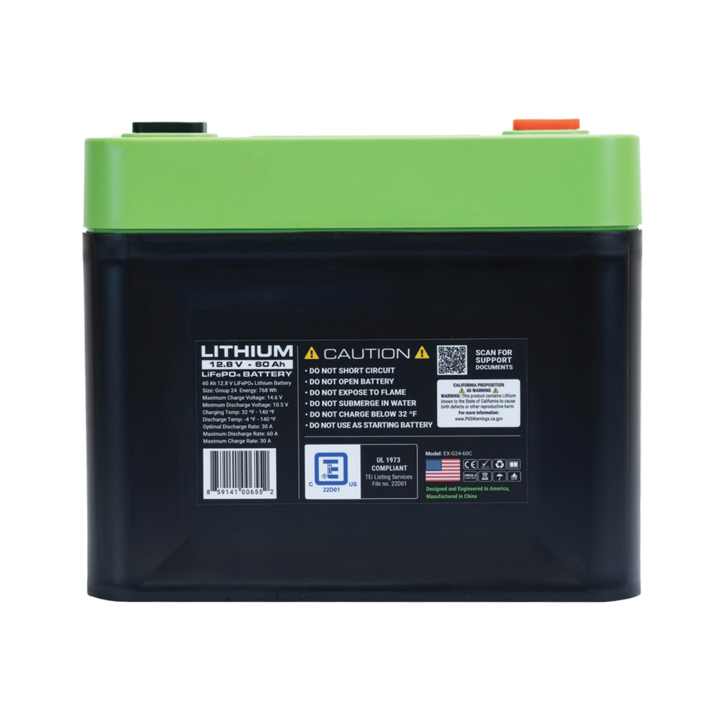12V 60Ah LiFePO4 Lithium Battery – Group 24