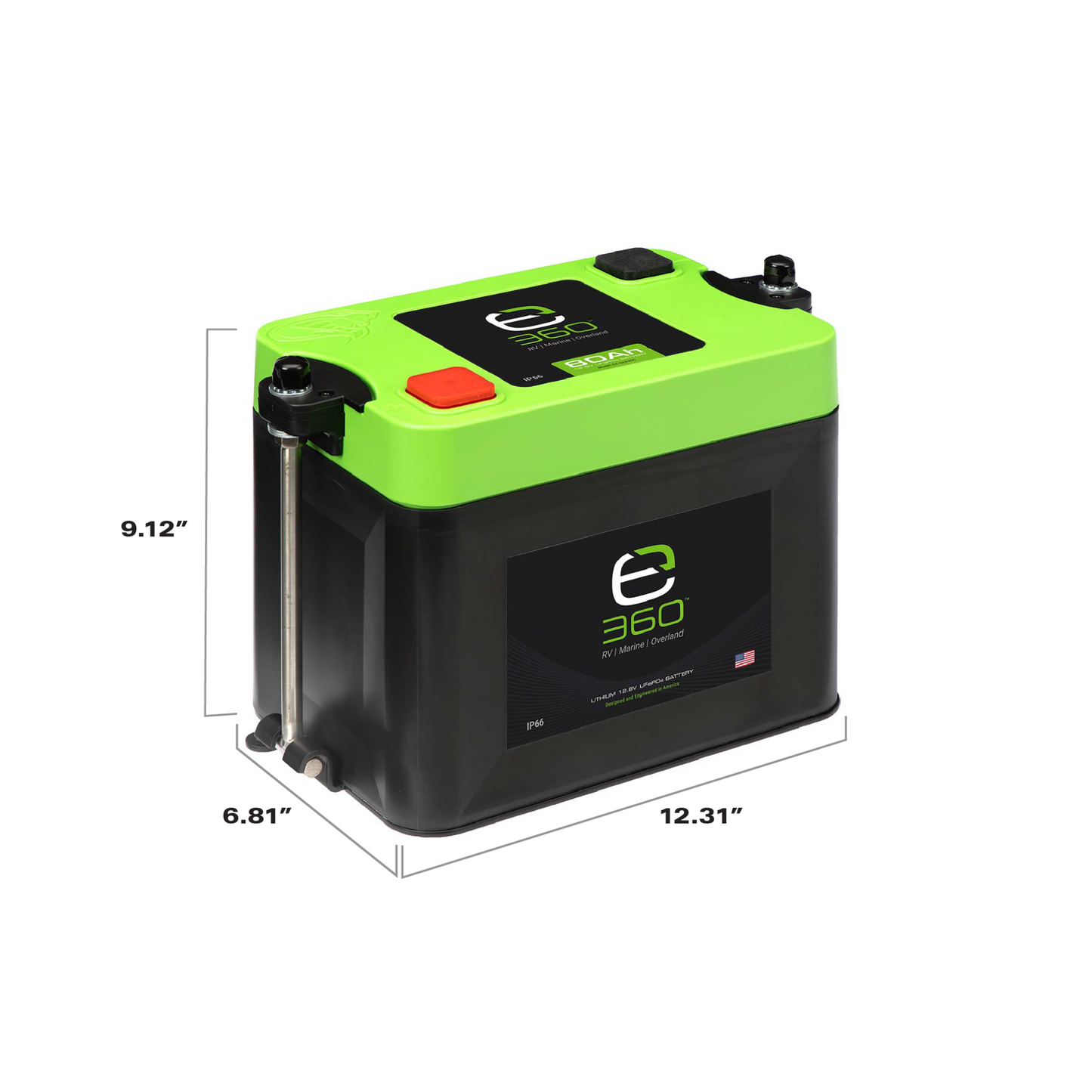 Group 24 LiFePO4 Lithium Battery Single Mounting Kit