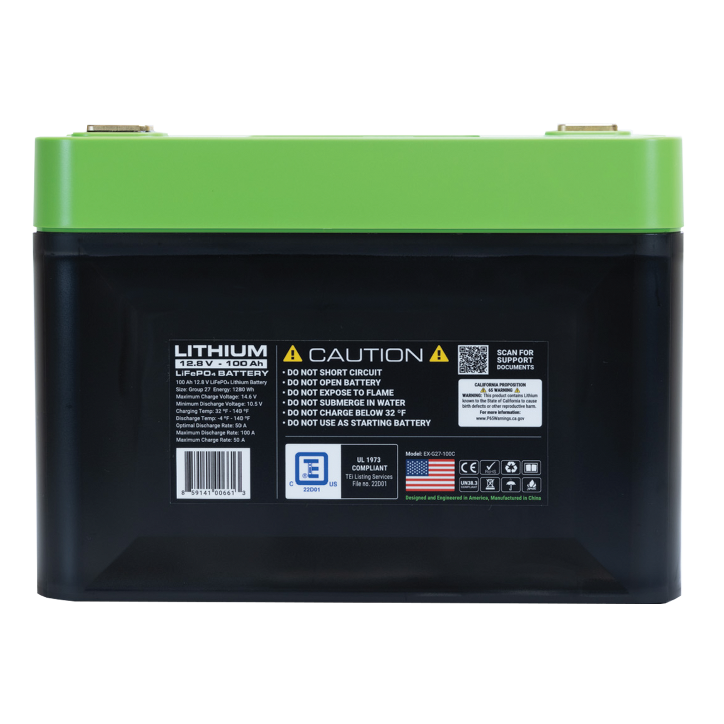 12V 100Ah LiFePO4 Lithium Battery – Group 27