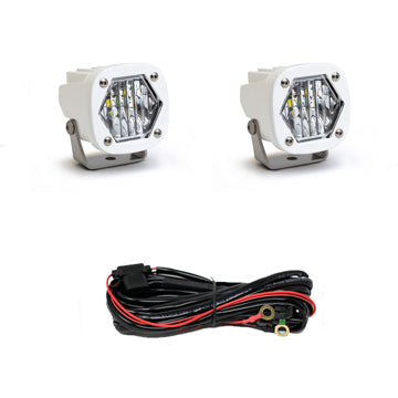 S1 White LED Light Pod Pair (Wide Cornering; Clear)