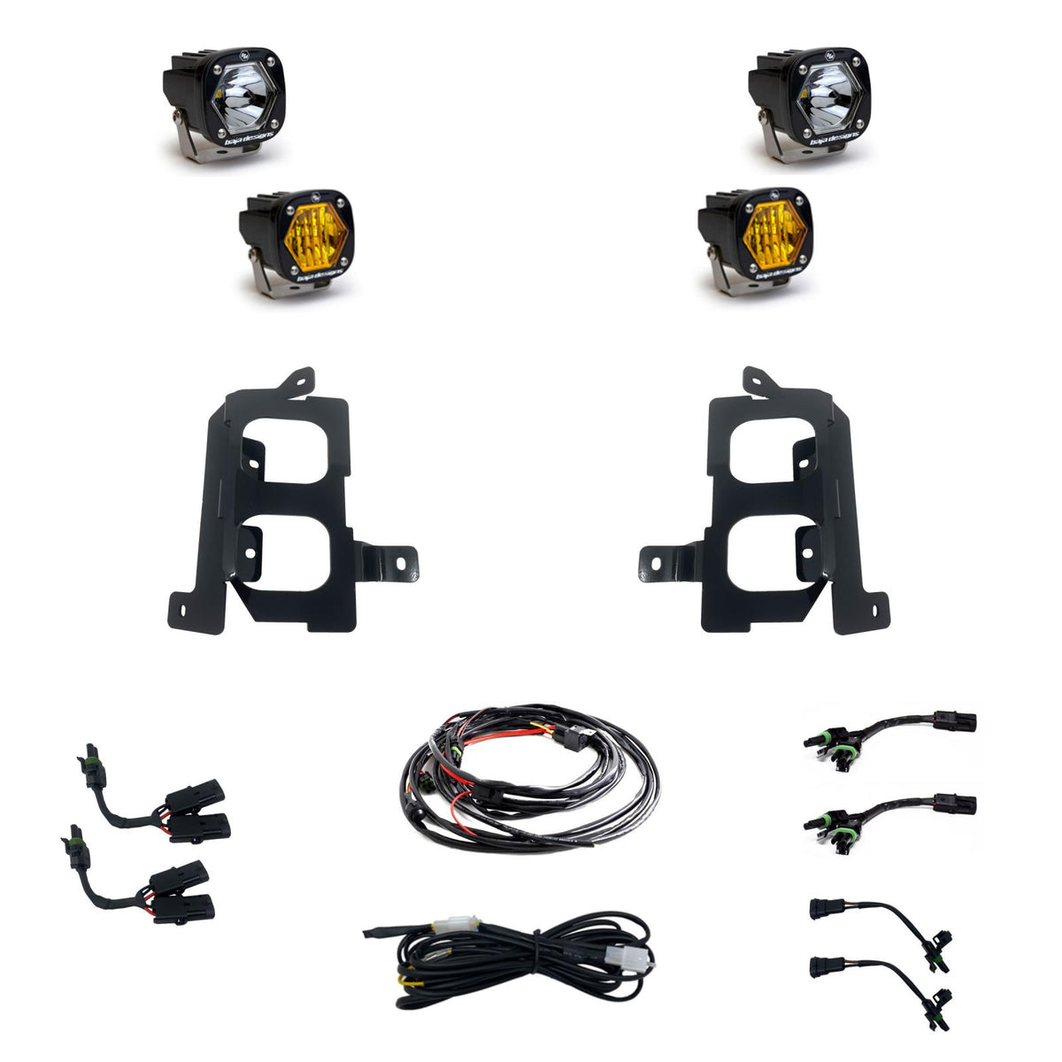 S1 Dual Fog Pocket Kit - '19-22 Sierra 1500 (Wide Cornering/Spot; Amber/Clear)